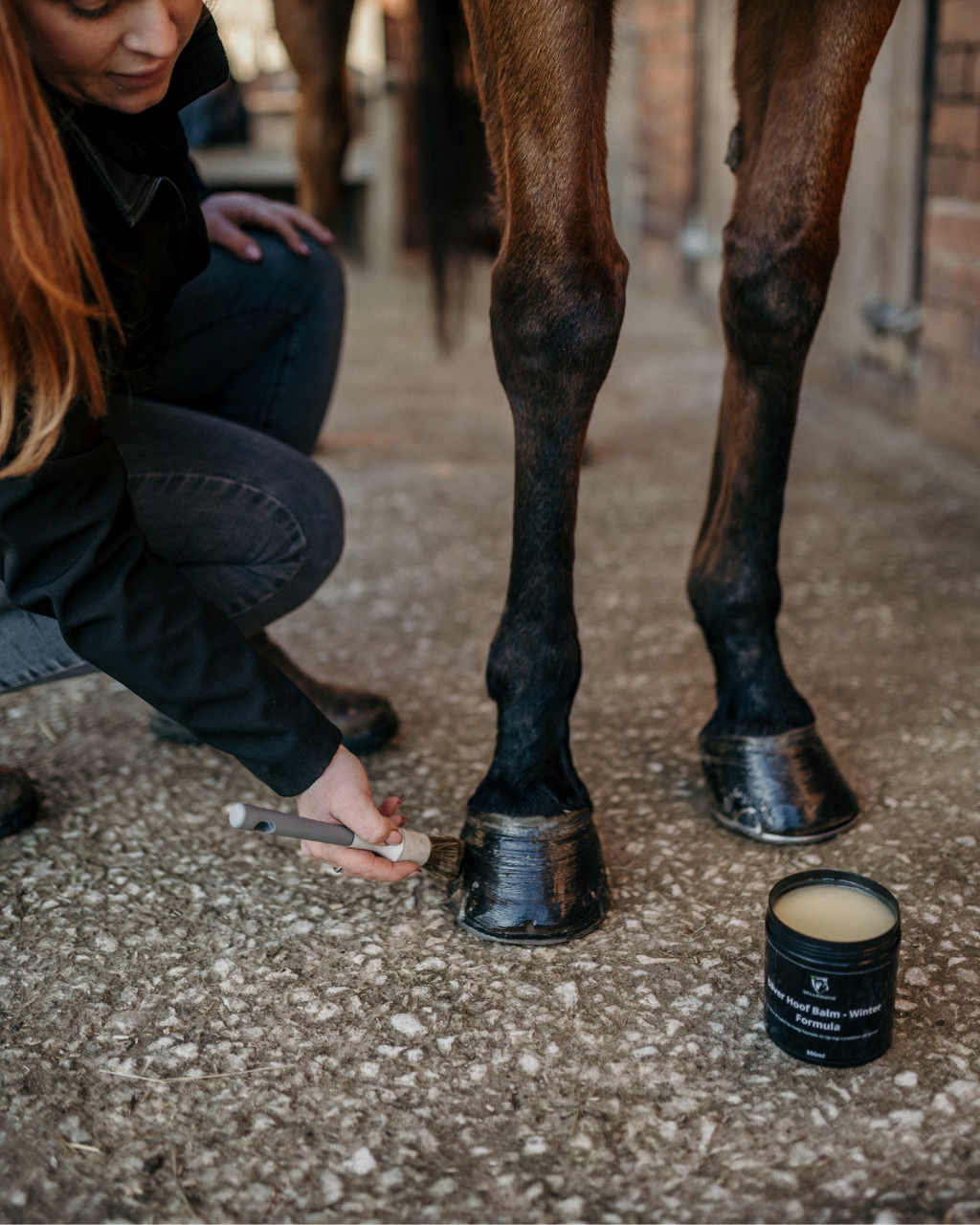 Horse hoof balm with beeswax essential oils and silver