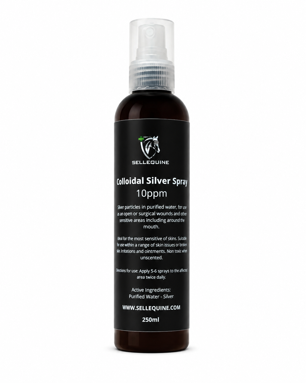 Sellequine colloidal silver spray for equine skin care