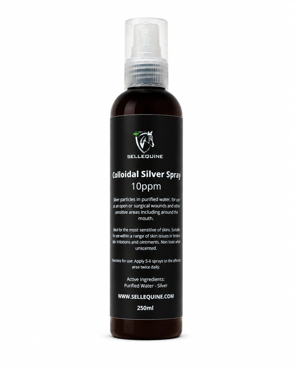Sellequine colloidal silver spray for equine skin care